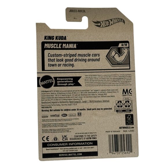 Hot Wheels 2024 King Kuda Green Muscle Mania 6/10 Diecast Car New on Card - Picture 5 of 5